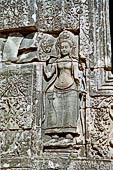 Angkor Thom - Bayon temple, central terrace, bas reliefs of the vestibule, apsara 